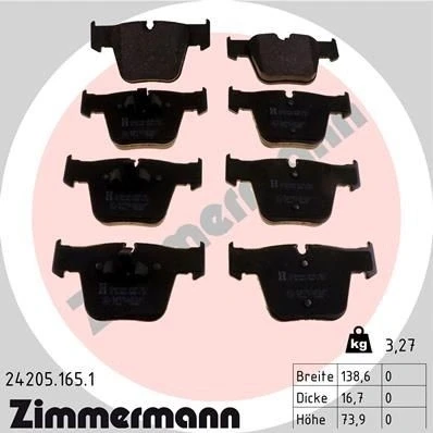 Imagem de ZIMMERMANN 24205.165.1 Jogo de pastilhas para travão disco MERCEDES BENZ: Classe S Coupe, Sedan