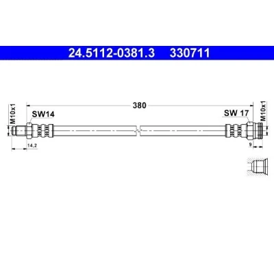 Imagem de ATE 24.5112 0381.3 Mangueira de Travão 380 M10x1