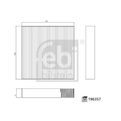 Imagem de FEBI BILSTEIN 196357 Filtro, ar do habitáculo Filtro de pólen 206mm 203mm 35mm