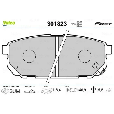 Imagem de VALEO 301823 Jogo de pastilhas para travão disco FIRST Eixo traseiro incl. contacto aviso desgaste sem chapa anti ruído KIA: SORENTO 1