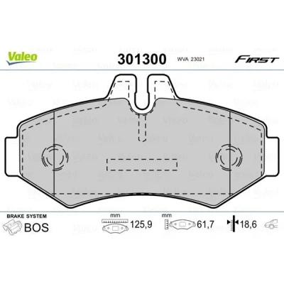 Imagem de VALEO 301300 Jogo de pastilhas para travão disco FIRST Eixo traseiro excl. contacto aviso desgaste sem chapa anti ruído