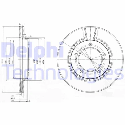 Imagem de DELPHI BG3587 Disco de travão 311 22 5 ventilado oleado não tratado sem o rolamento da roda, anel sensor do ABS SUZUKI: Vitara I SUV