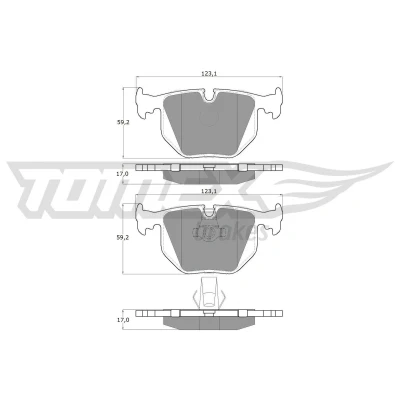 Imagem de TOMEX brakes TX 13 19 Jogo de pastilhas para travão disco Eixo traseiro preparado indicador aviso desgaste BMW: 3 Sedan, Touring