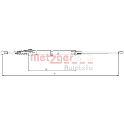 Imagem de METZGER 10.7508 Cabo de Freio Mão traseira esquerda, direita, esquerda 1700/1070 COFLE VOLKSWAGEN: Golf 4, 4 Variant, Bora Sedan
