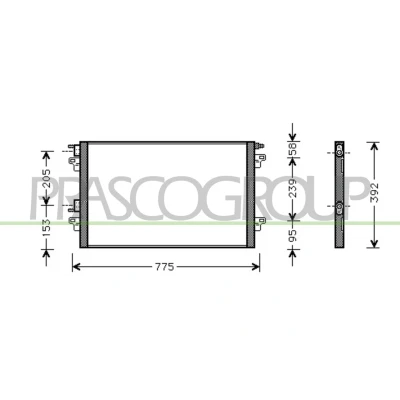 Imagem de PRASCO RN085C001 Condensador 15mm Alumínio 800mm RENAULT: LAGUNA 2 Grandtour,