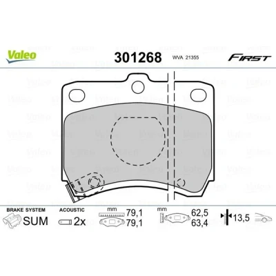 Imagem de VALEO 301268 Jogo de pastilhas para travão disco FIRST Eixo dianteiro incl. contacto aviso desgaste sem chapa anti ruído