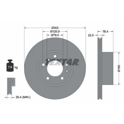 Imagem de TEXTAR PRO 92042203 Disco de travão 302 21,9 05/07 120 interior ventilado revestido sem pernos fixação da roda, cubo roda BMW: 5 Sedan
