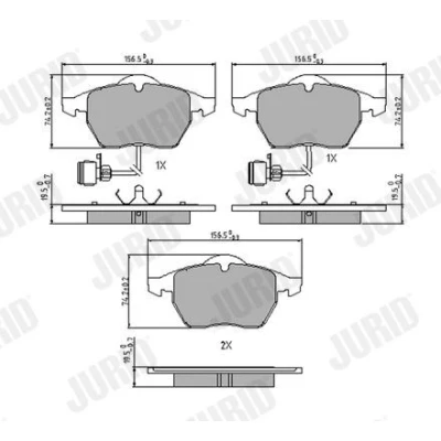 Imagem de JURID 571512J Jogo de pastilhas para travão disco incl. contacto aviso desgaste sem acessórios AUDI: 100 C4 Avant, Sedan, A6 Sedan