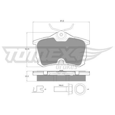 Imagem de TOMEX brakes TX 14 51 Jogo de pastilhas para travão disco Eixo traseiro com avisador sonoro desgaste HONDA: Accord 7 Limousine, Tourer