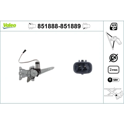 Imagem de Valeo Elevador de vidro traseira esquerda elétrico com motor sem função conforto 851888 SUZUKI: SWIFT 3