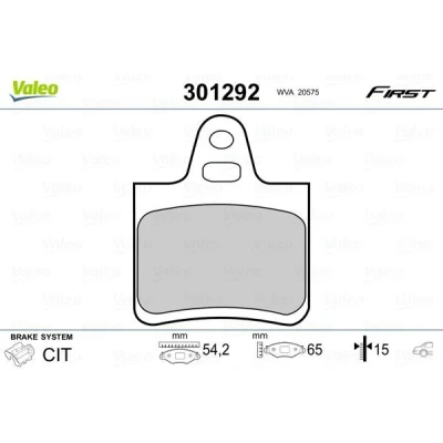 Imagem de VALEO 301292 Jogo de pastilhas para travão disco FIRST Eixo traseiro excl. contacto aviso desgaste sem chapa anti ruído