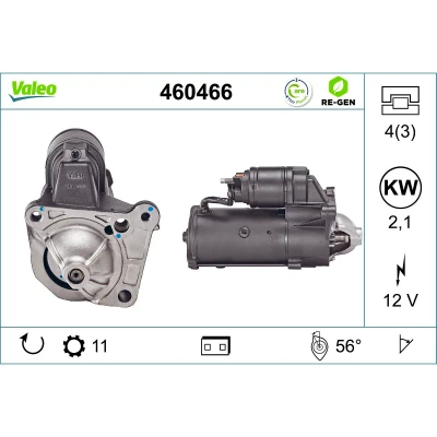 Imagem de VALEO 460466 Motor de arranque 12 2,1 11 RENAULT: LAGUNA 2 Grandtour, MEGANE Kombi, 1, VOLVO: V40 Carrinha, S40 I, OPEL: Vivaro A Van