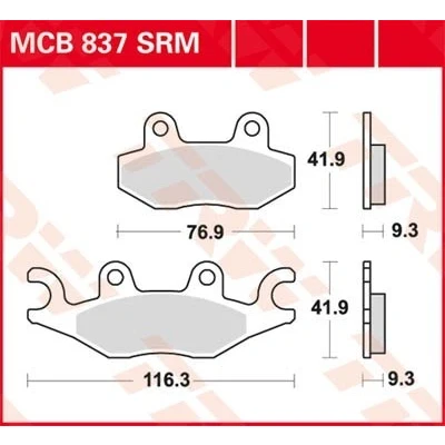 Imagem de TRW Sinter Maxi Scooter MCB837SRM Jogo de pastilhas para travão disco