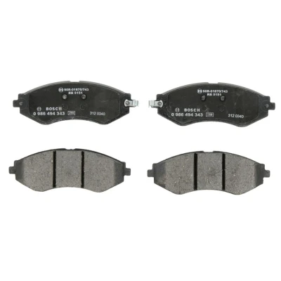 Imagem de BOSCH 0 986 494 343 Jogo de pastilhas para travão disco Baixo teor metálico com avisador sonoro desgaste chapa anti ruído