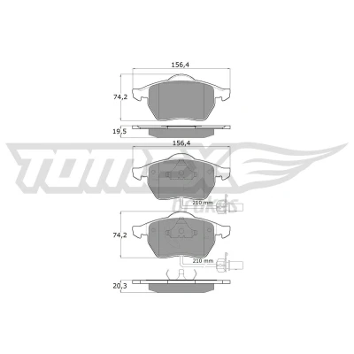 Imagem de TOMEX brakes TX 12 13 Jogo de pastilhas para travão disco Eixo dianteiro incl. contacto aviso desgaste VOLKSWAGEN: Sharan I, VAN