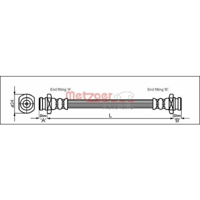 Imagem de METZGER 4114732 Mangueira de Travão 279 F10 x 1 SUZUKI: Vitara I SUV Cabrio, SUV, SJ 413