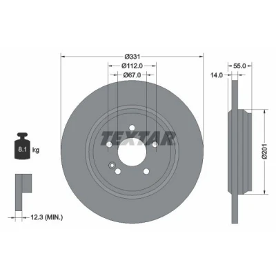 Imagem de TEXTAR PRO 92103303 Disco de travão 331 14 05/06 112 cheio revestido sem pernos fixação da roda, cubo roda MERCEDES BENZ: Classe ML