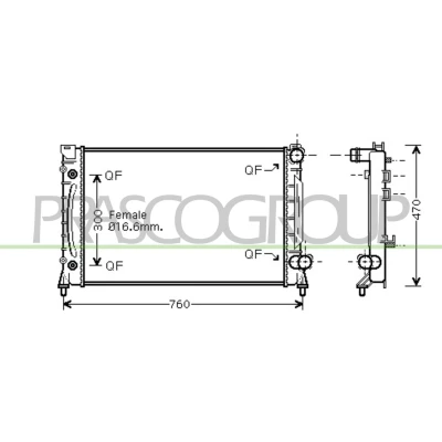 Imagem de PRASCO AD032R018 Radiador, arrefecimento do motor Alumínio 682 438 40 com acoplamentos rápidos Aletas de refrigeração soldadas AUDI: A6 C5 Sedan