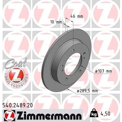 Imagem de ZIMMERMANN COAT Z 540.2489.20 Disco de travão 290 10 7/5 5 140 cheio revestido SUZUKI: Vitara I SUV, Jimny SUV Cabrio