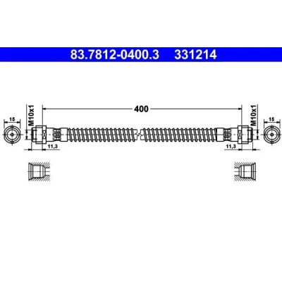 Imagem de ATE 83.7812 0400.3 Mangueira de Travão 400 PORSCHE: Cayenne, VOLKSWAGEN: Touareg I