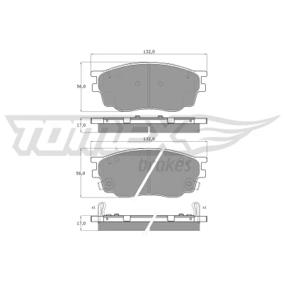 Imagem de TOMEX brakes TX 12 57 Jogo de pastilhas para travão disco Eixo dianteiro com avisador sonoro desgaste MAZDA: 6 Hatchback, 626 V SW, Sedan