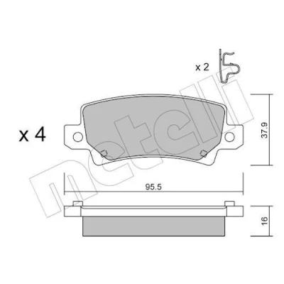 Imagem de METELLI 22 0447 0 Jogo de pastilhas para travão disco com avisador sonoro desgaste TOYOTA: Corolla IX Hatchback, Station Wagon