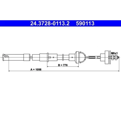 Imagem de ATE 24.3728 0113.2 Cabo de Embreagem VOLKSWAGEN: GOLF 2, Jetta 2