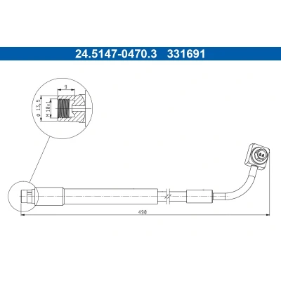 Imagem de ATE 24.5147 0470.3 Mangueira de Travão 490mm M10x1mm