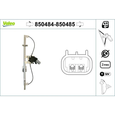Imagem de Valeo Elevador de vidro à frente, lado esquerdo elétrico com motor sem função conforto 850484 CITROËN: Saxo Hatchback, Jumper II Van