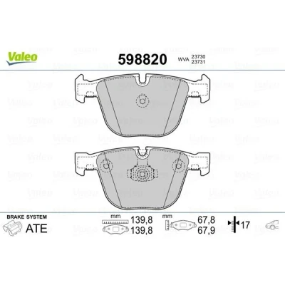 Imagem de VALEO 598820 Jogo de pastilhas para travão disco Eixo traseiro excl. contacto aviso desgaste com chapa anti ruído BMW: 5 Sedan, Touring