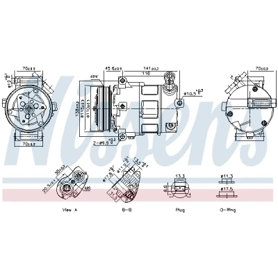 Imagem de NISSENS 891152 compressor 7CVC 12V PAG 46 YF R134a, R1234yf com óleo de PAG, embraiagem magnética, díodo FIAT: Ducato III Van