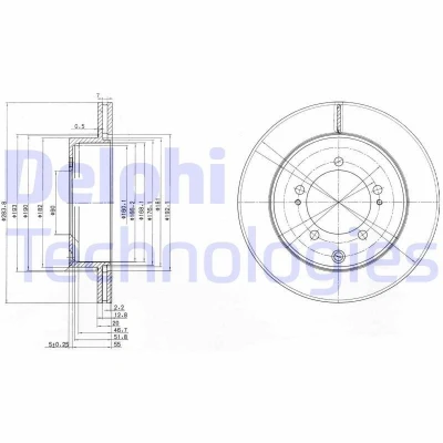 Imagem de DELPHI BG9849 Disco de travão 284 20 5 ventilado oleado não tratado sem o rolamento da roda, anel sensor do ABS MITSUBISHI: Lancer 6 Limousine