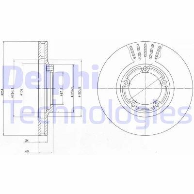 Imagem de DELPHI Disco de travão HYUNDAI: H 1 / Starex MPV, Camião plataforma/Chassis, Van 24mm 5 ventilado oleado não tratado BG4098 581294A000