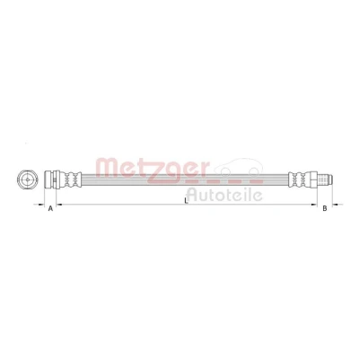 Imagem de METZGER 4111335 Mangueira de travão Eixo traseiro esquerdo, direito, na pinça 275mm M10 x 1mm