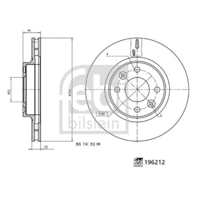 Imagem de FEBI BILSTEIN Disco de travão RENAULT: CLIO 4, 4 Kasten, DACIA: Sandero 2, III, LOGAN MCV 2 196212 Discos