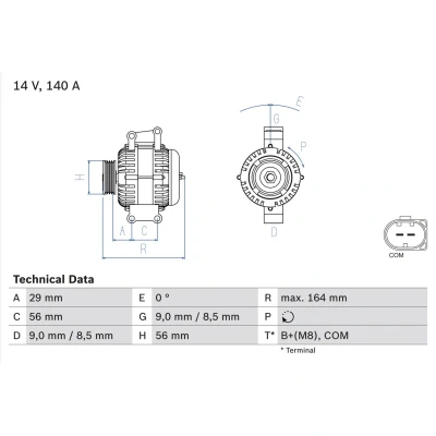 Imagem de BOSCH 0 986 081 370 Alternador 14V 140A
