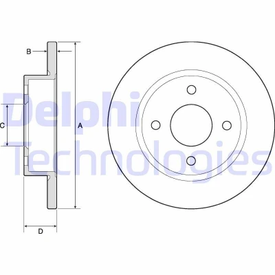 Imagem de DELPHI BG2683 Disco de travão 234 12 4 cheio oleado não tratado sem o rolamento da roda, anel sensor do ABS NISSAN: MICRA 2