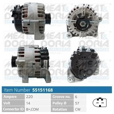 Imagem de MEAT &amp; DORIA 55151168 Alternador 14V 220A BMW: X5