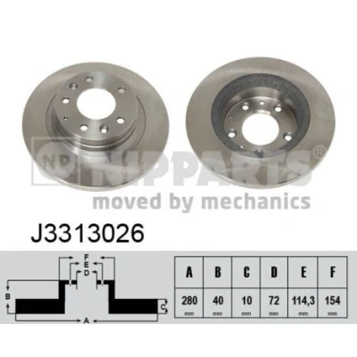 Imagem de NIPPARTS Disco de travão MAZDA: 6 Hatchback, SW, Sedan Eixo traseiro 280mm 10mm 5 114,3mm cheio pintado J3313026 5DA033251,G25Y26251,G25Y26251A