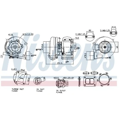 Imagem de NISSENS 93846 Turbocompressor accionado pelos gases de escape arrefecido a óleo pneumático
