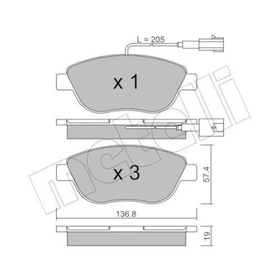Imagem de METELLI 22 0322 0 Jogo de pastilhas para travão disco incl. contacto aviso desgaste FIAT: Grande Punto Hatchback, III Hatchback