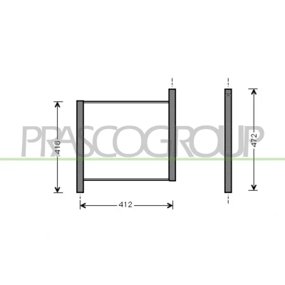 Imagem de PRASCO ME302R001 Radiador, arrefecimento do motor Alumínio 380mm 338mm 15mm Aletas de refrigeração soldadas