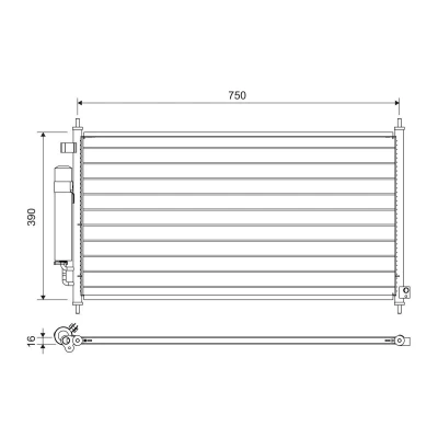 Imagem de VALEO 822704 Condensador com secador 15mm 10mm Alumínio 390mm