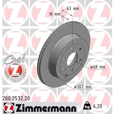 Imagem de ZIMMERMANN COAT Z 200.2532.20 Disco de travão 307 18 7/6 6 114 interior ventilado revestido NISSAN: NP300 Navara Pick up