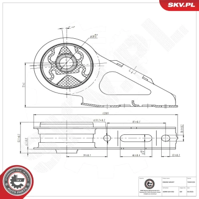 Imagem de ESEN SKV 75SKV230 Suporte, motor esquerda Rolamento de Borracha e metal 221mm HONDA: Jazz 2