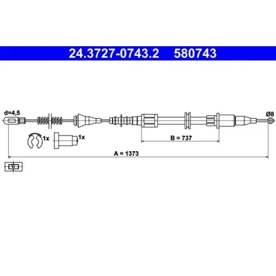 Imagem de ATE 24.3727 0743.2 Cabo de Freio Mão 1373 com acessórios OPEL: Corsa B Hatchback, Van