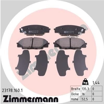 Imagem de ZIMMERMANN 23178.160.1 Jogo de pastilhas para travão disco com avisador sonoro desgaste A imagem corresponde ao volume fornecimento