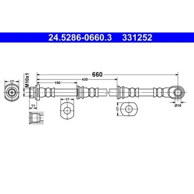 Imagem de ATE 24.5286 0660.3 Mangueira de Travão 660 M10x1