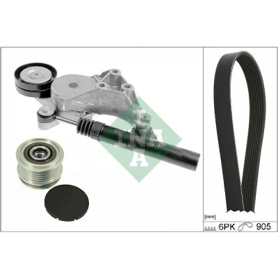 Imagem de INA 529 0513 20 Jogo de correias trapezoidais estriadas com polia roda livre VOLKSWAGEN: Golf 4, Bora Sedan, SEAT: Leon I Hatchback
