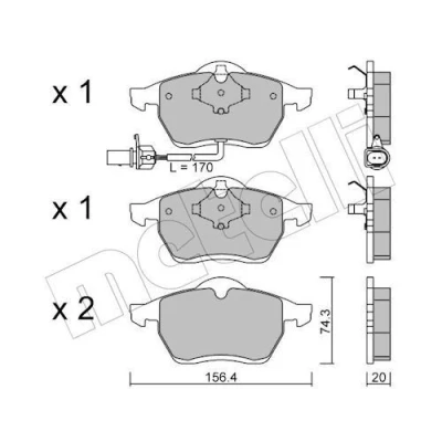 Imagem de METELLI 22 0279 1 Jogo de pastilhas para travão disco incl. contacto aviso desgaste VOLKSWAGEN: Sharan I, VAN, FORD: Galaxy Mk1 MPV